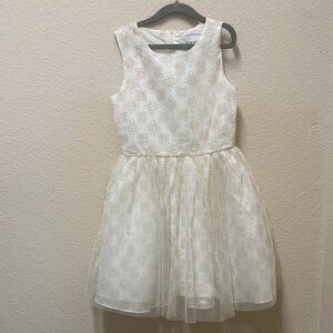 Rare Editions White and Gold Formal Kids Dress